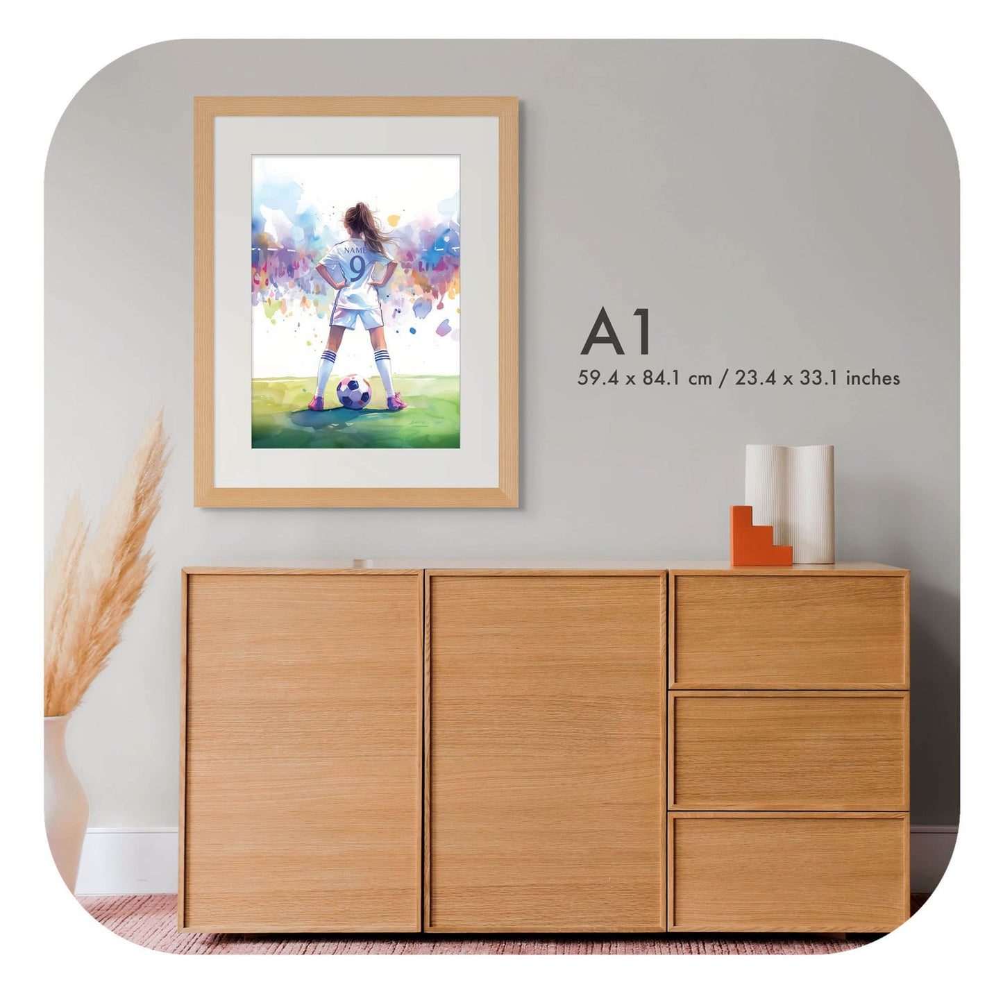 Personalized Madridista Girl – Watercolor Soccer Poster | Digital Wall Art