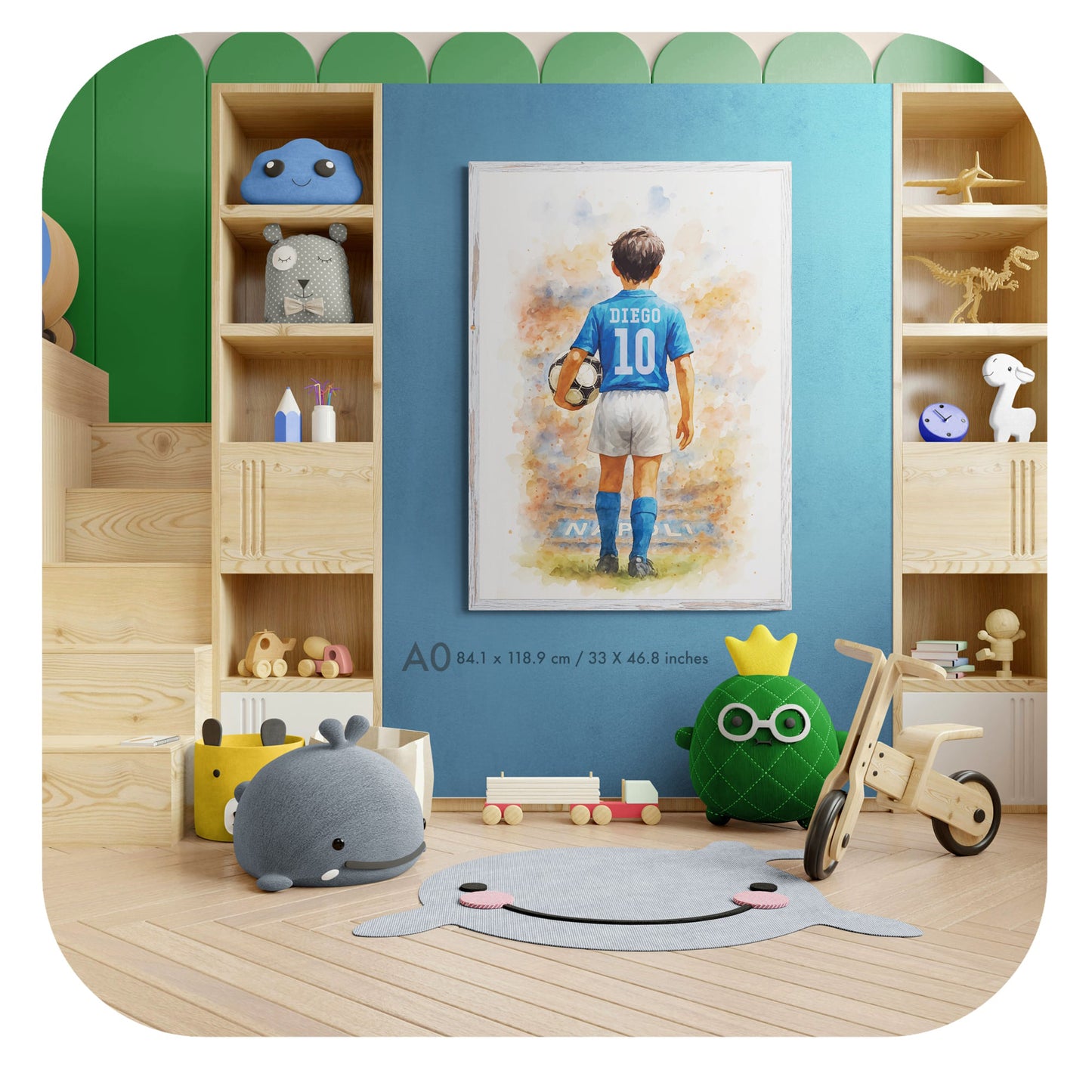 Personalized Napoli Boy – Vintage Soccer Art Print (Digital Download)