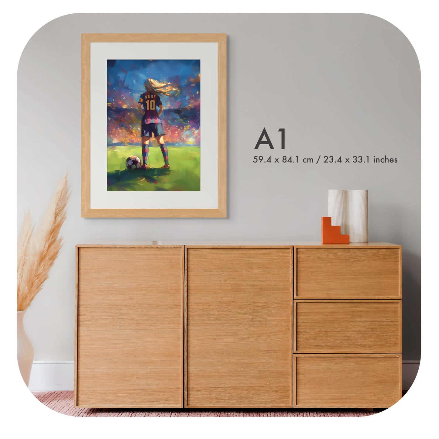 Personalized Barcelona Print | Girls' Soccer Wall Art | Digital Download