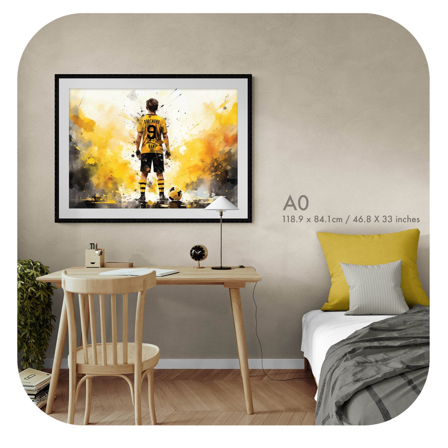 Personalized Dortmund Watercolor Football Print  | Digital Download