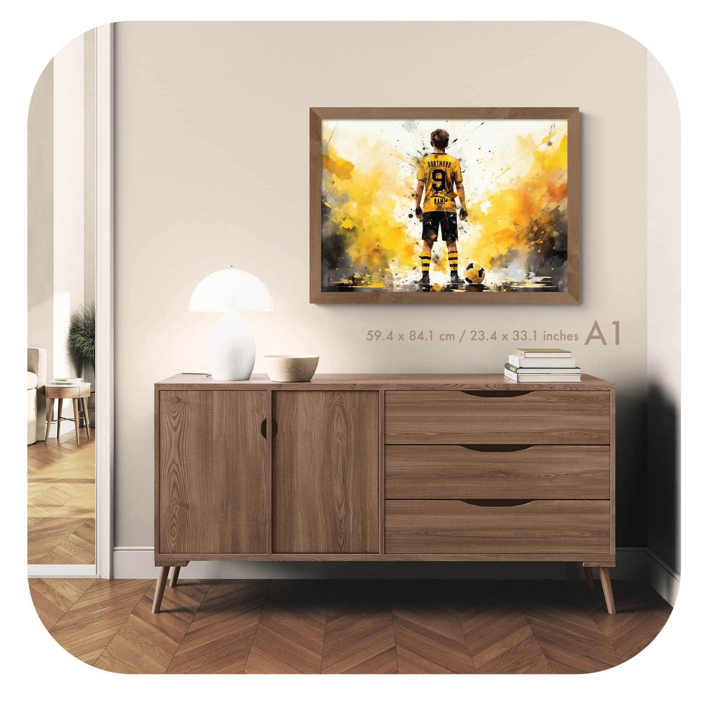 Personalized Dortmund Watercolor Football Print  | Digital Download
