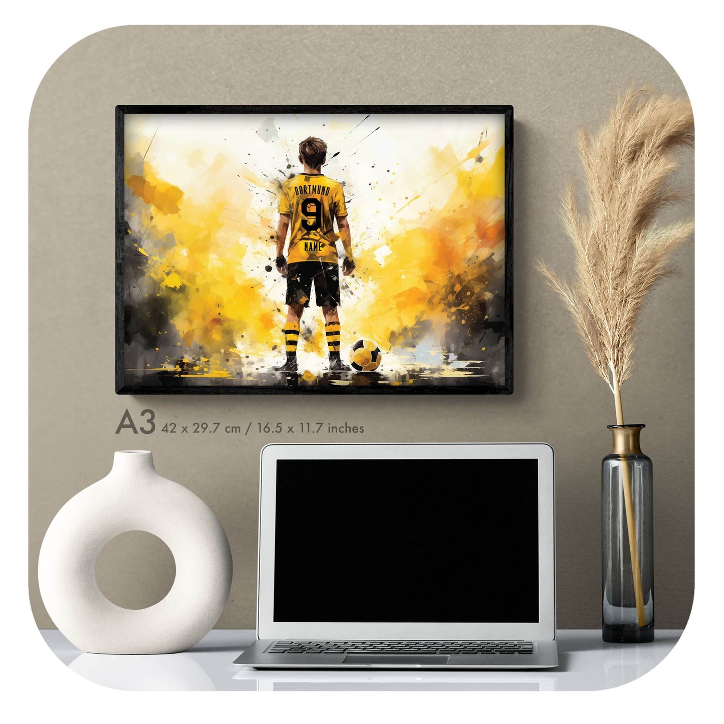 Personalized Dortmund Watercolor Football Print  | Digital Download
